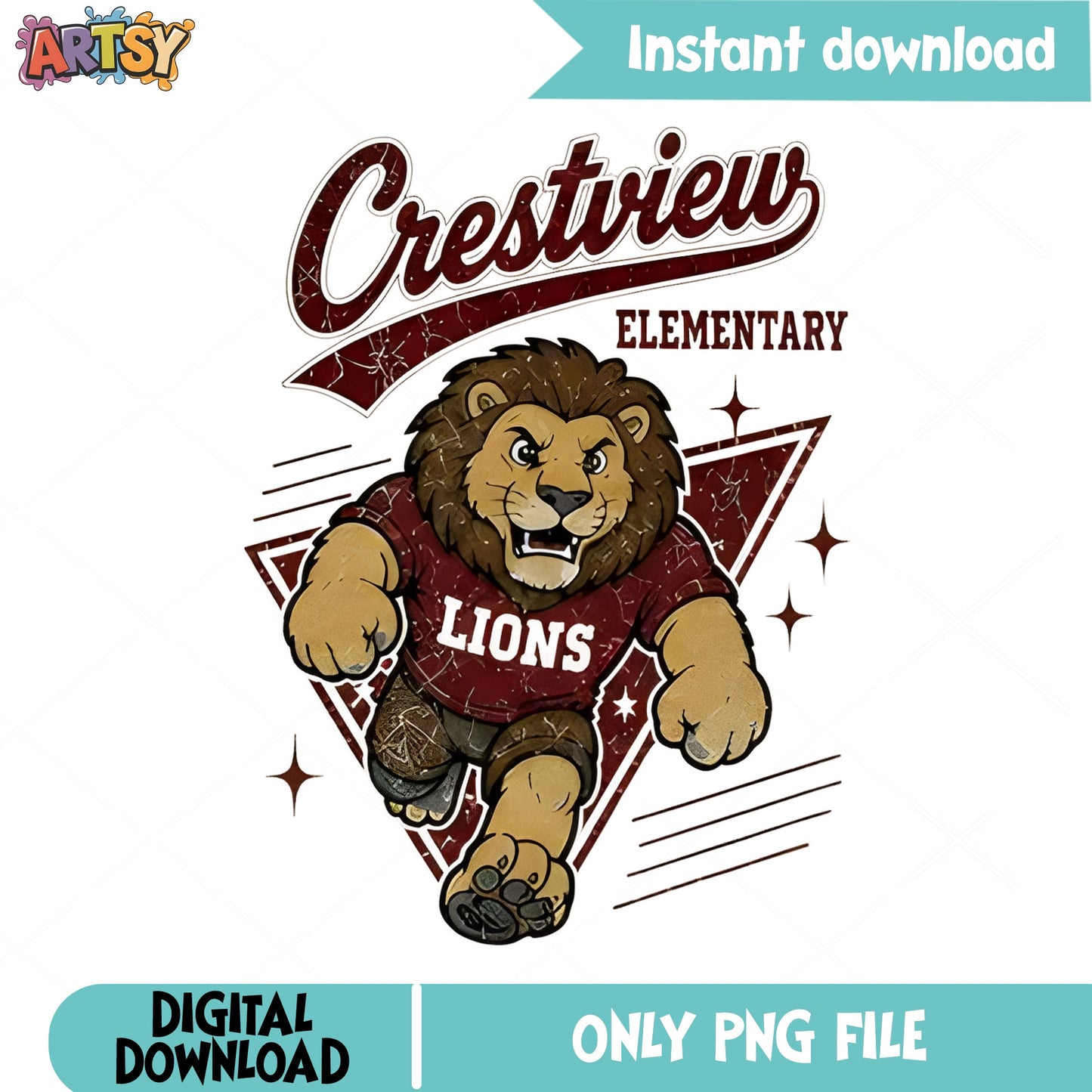 Crestview Elementary Lions Mascot PNG, School Spirit PNG, Lion PNG