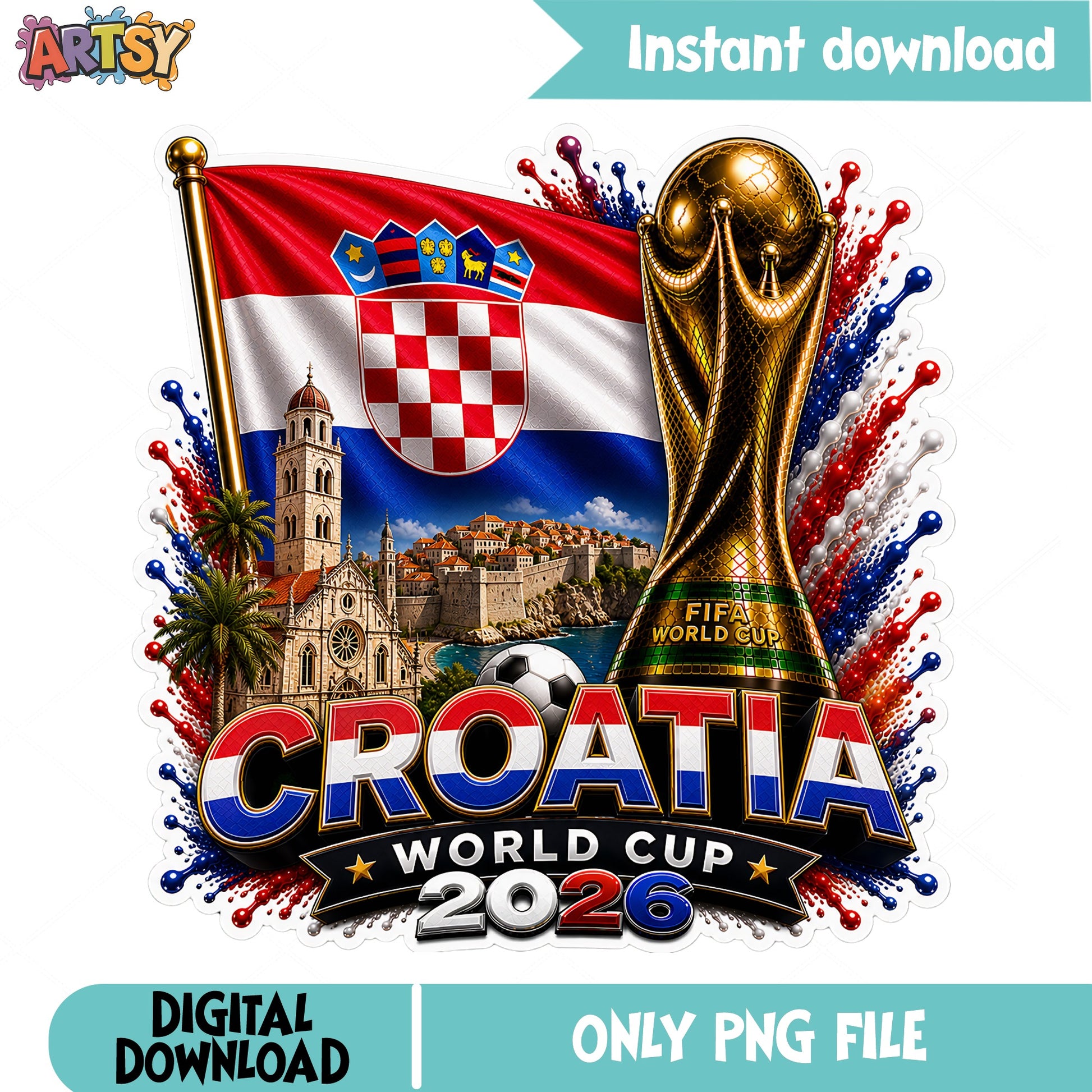 Croatia World Cup 2026 PNG, Croatia Soccer Flag PNG, Football PNG