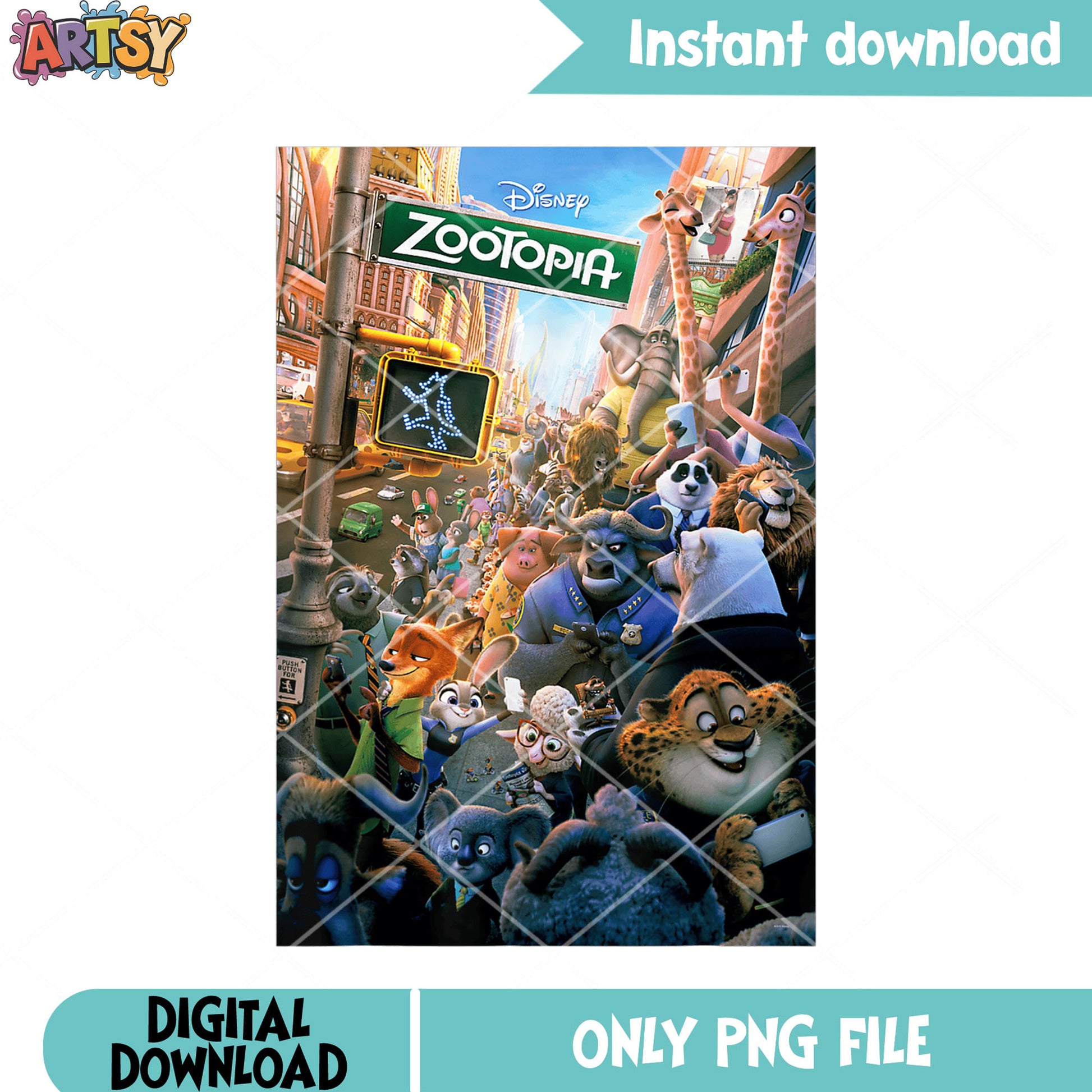 Crownded street zootopia png, zootopia 2 png, zootopia poster png