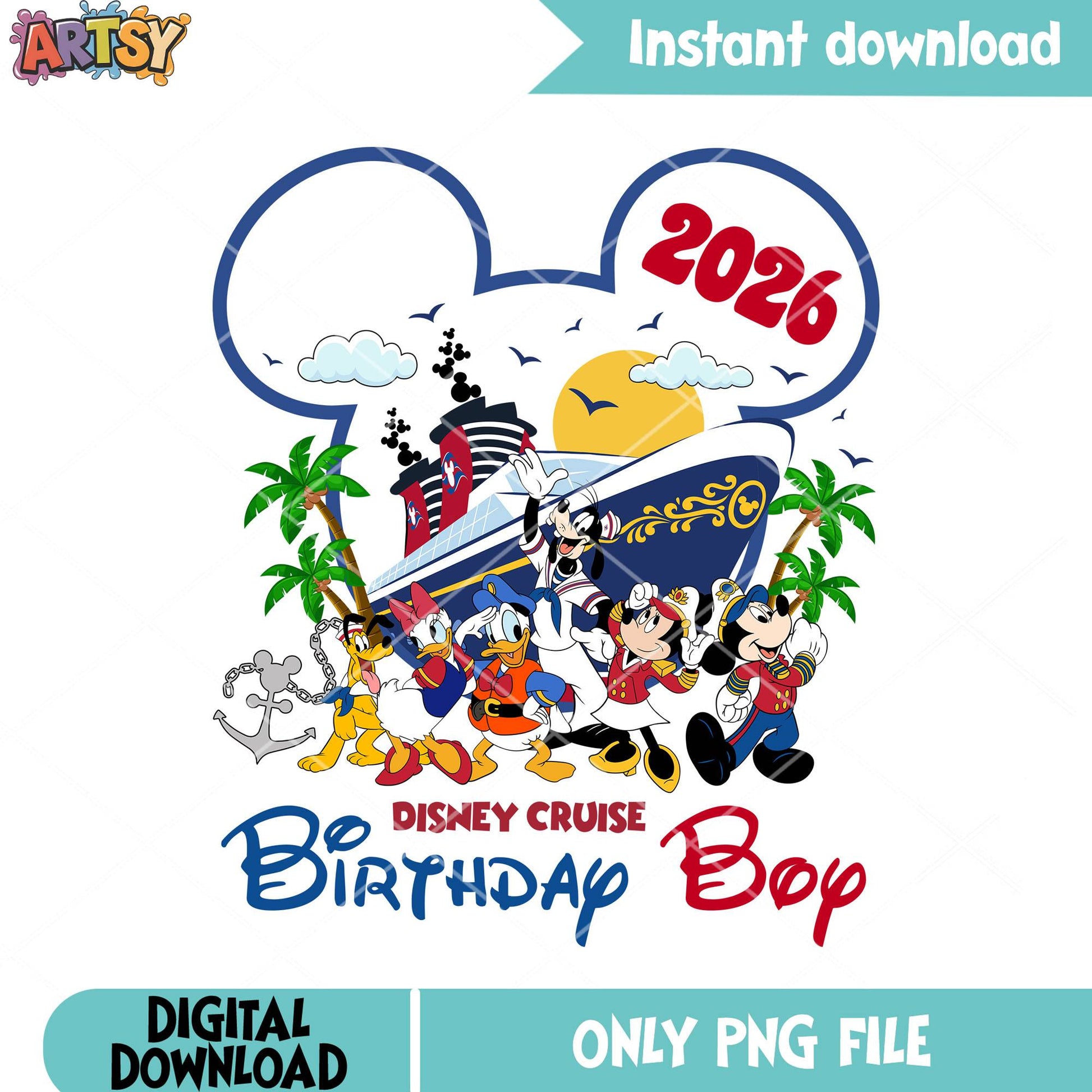 Cruise boy birthday png, disney trip png, disney cruise png