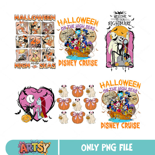 Cruise disney halloween png bundle, disney cruise png, halloween sea png