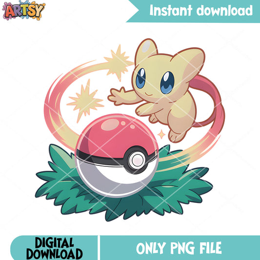 Curious mew pokeball png, pokemon mew png, pokemon stickers png
