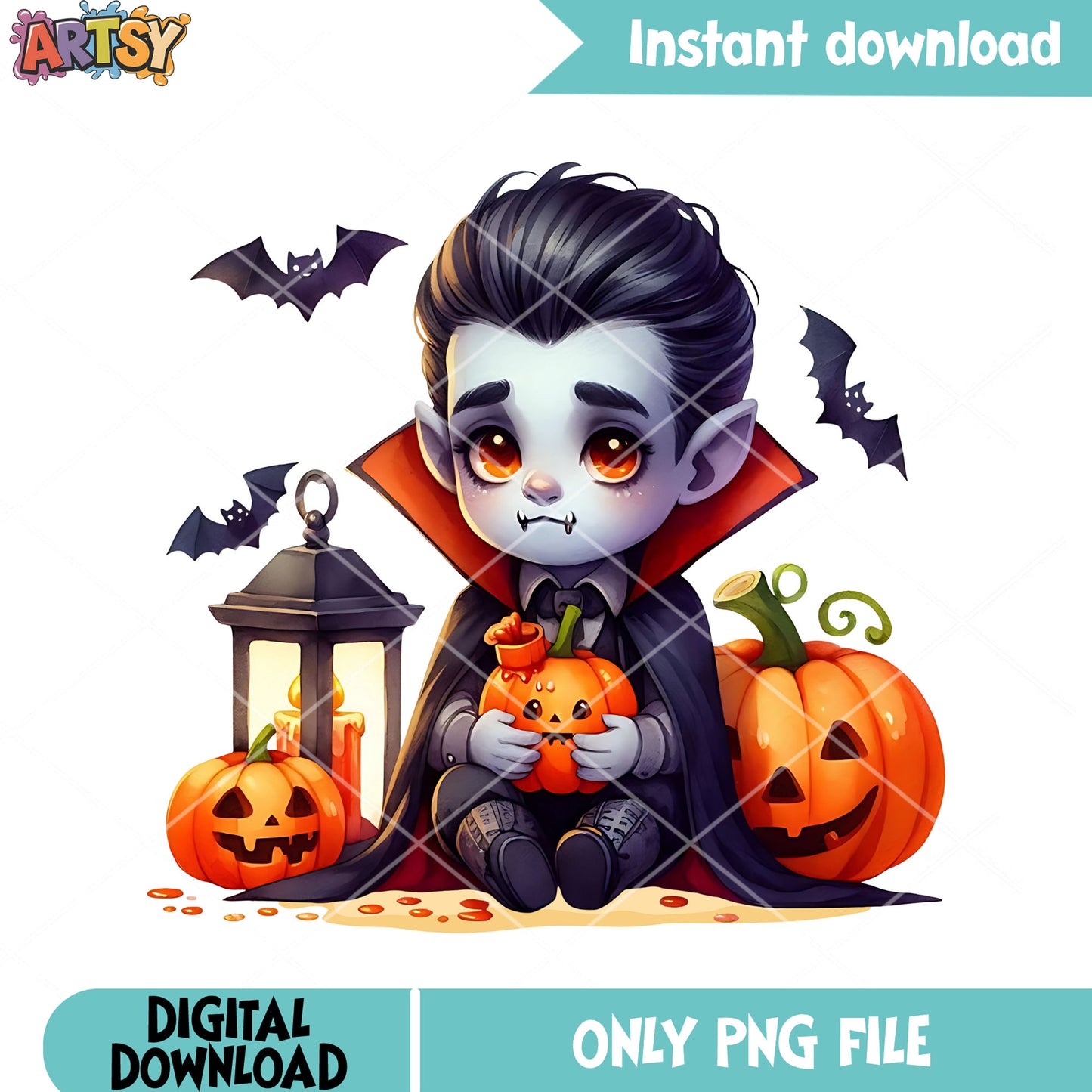 Cute Baby vampire png, jack o lantern png, disney halloween png