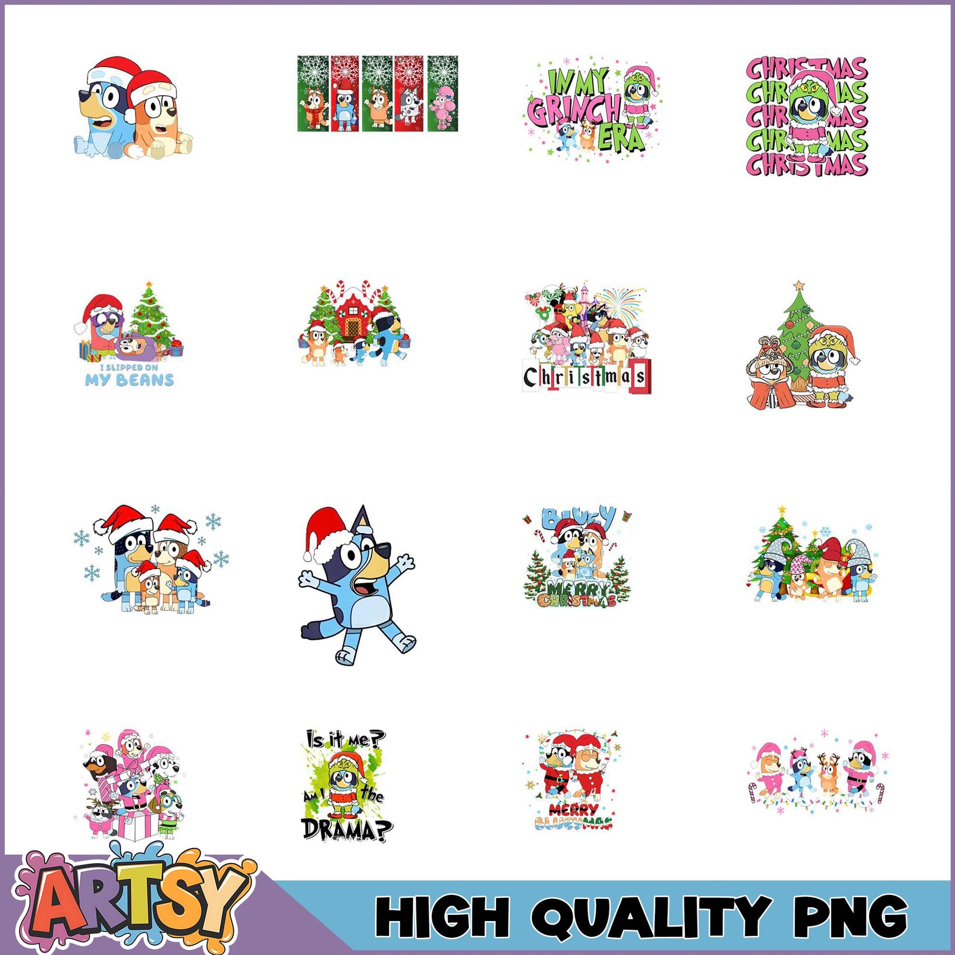 Cute Christmas PNG Bundle Featuring Holiday Cartoon Designs