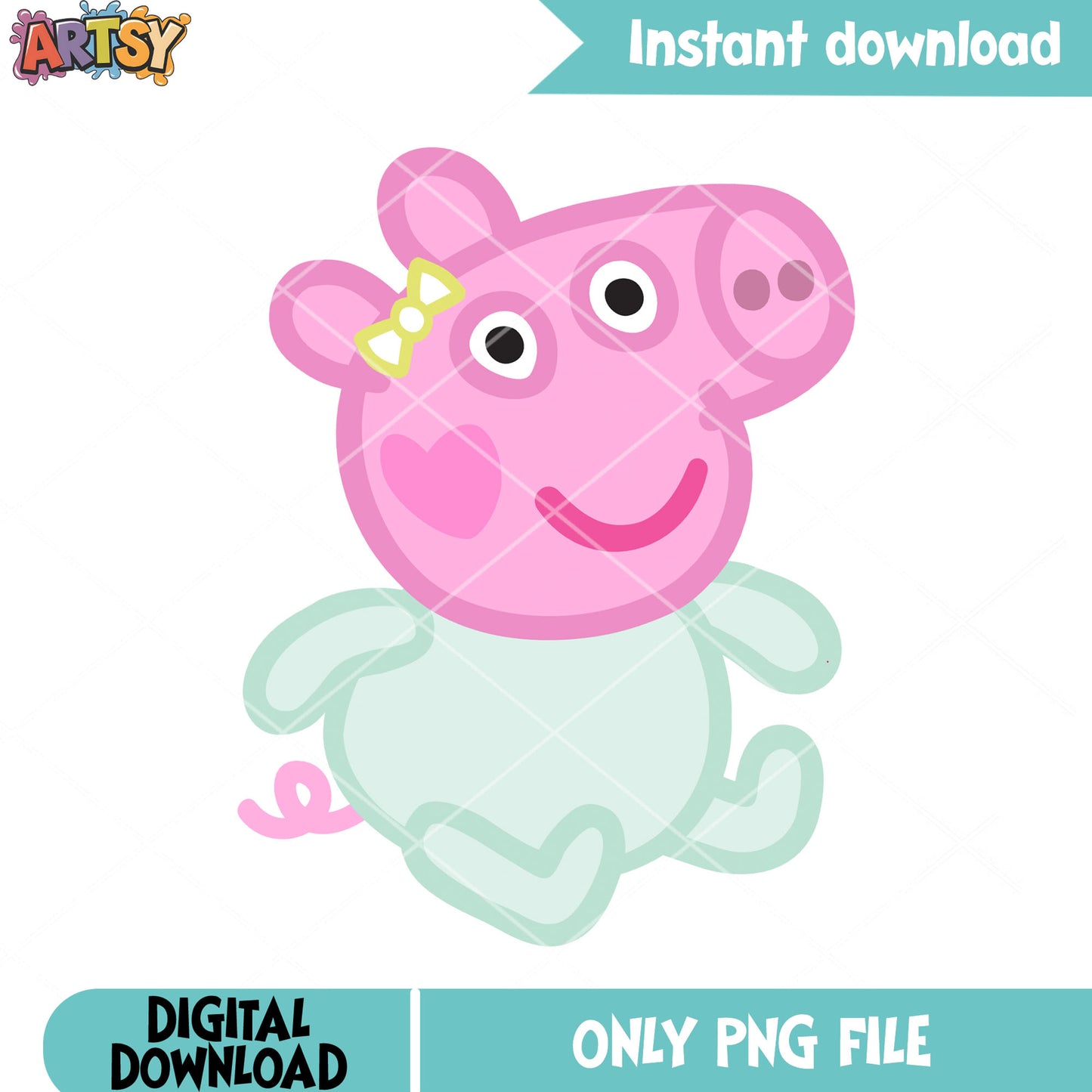 Cute Peppa pig bow tie png,  show for kids png, peppa pig cartoon​ png