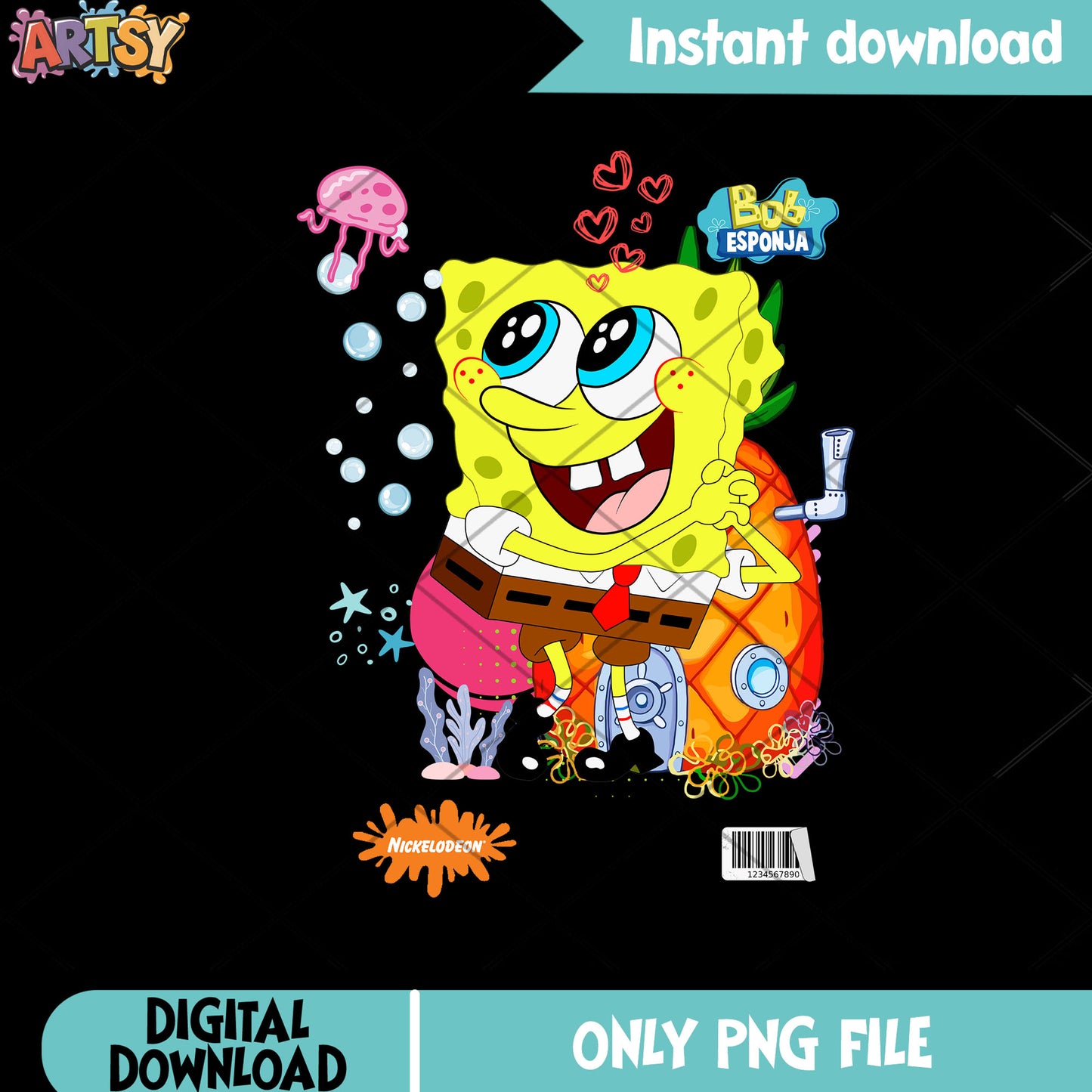 Cute SpongeBob jellyfish png, classic cartoon png, Nickelodeon png