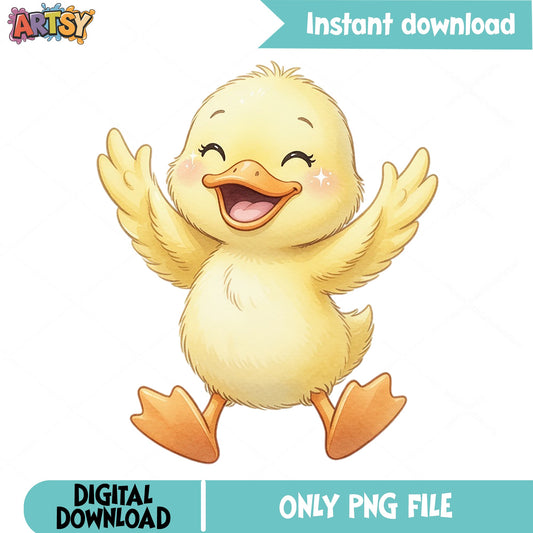 Cute Baby Duck PNG Clipart, Watercolor Duck PNG, Easter Duck PNG
