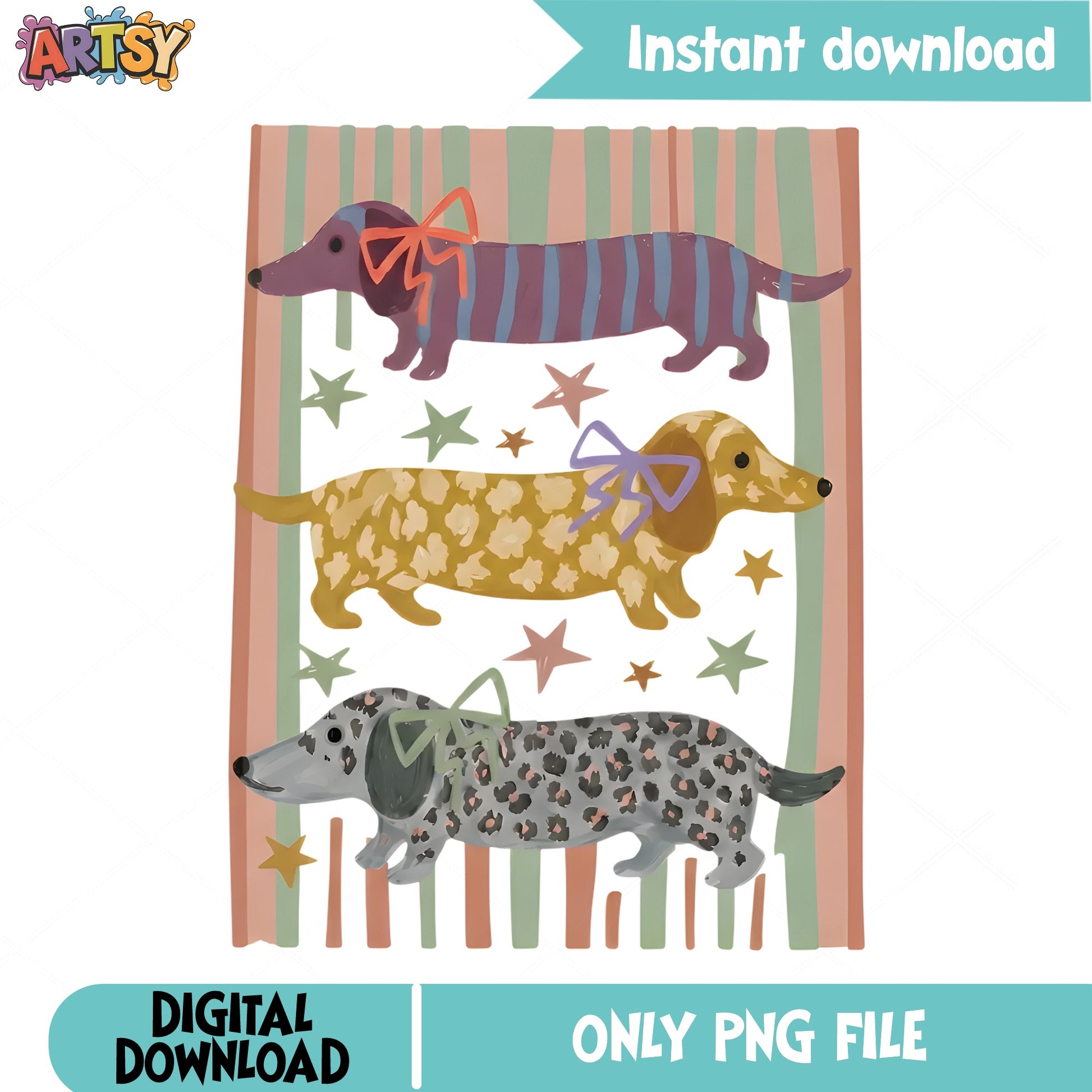 Cute Dachshund Dog With Bow PNG, Sausage Dog PNG, Wiener Dog PNG