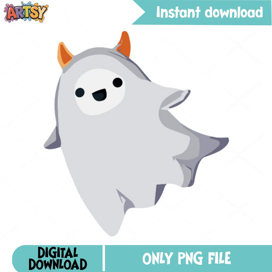 Cute Devil Ghost PNG, Halloween Ghost Clipart, Spooky Ghost PNG