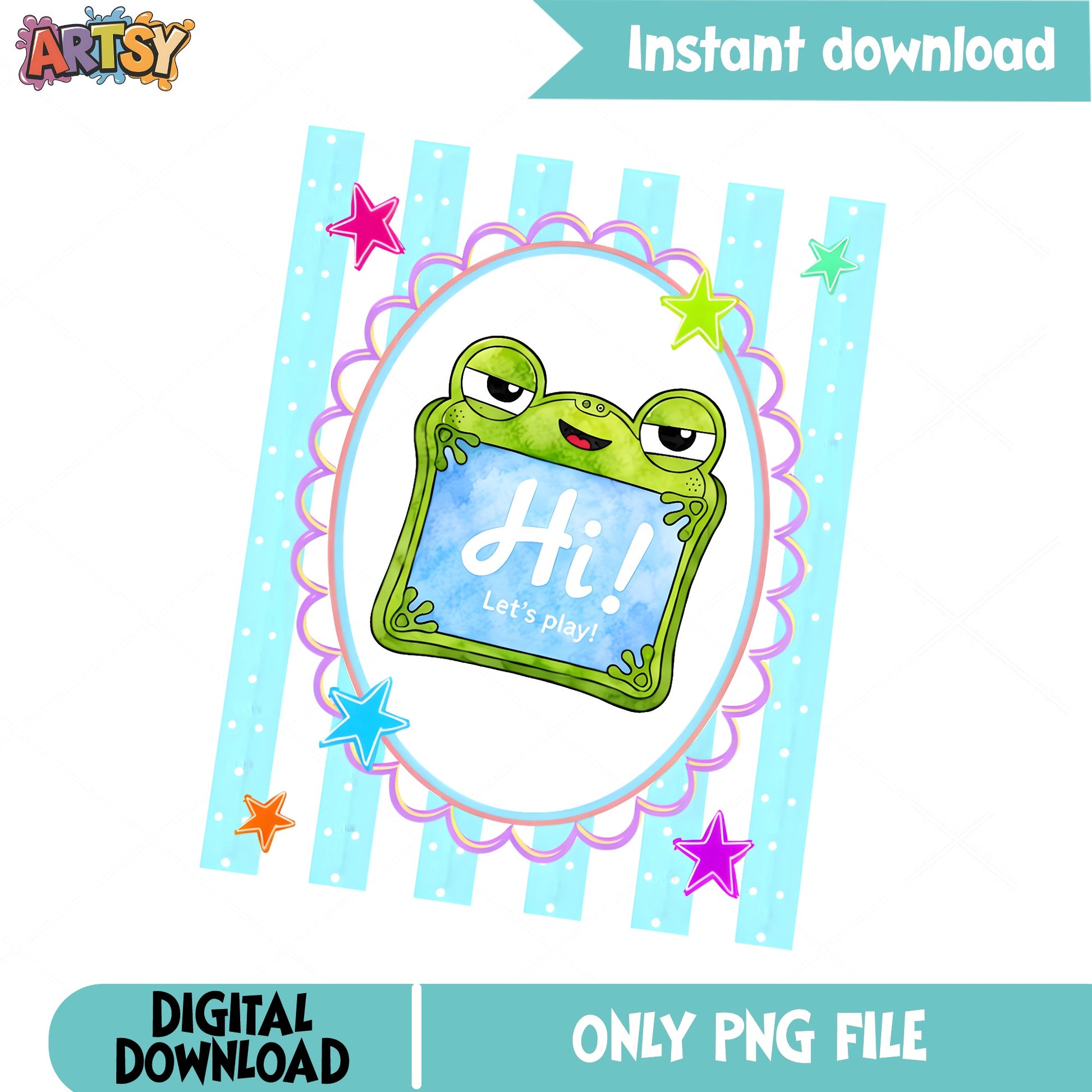 Cute Frog Hi Lets Play PNG, Kawaii Frog Clipart PNG, Frog PNG