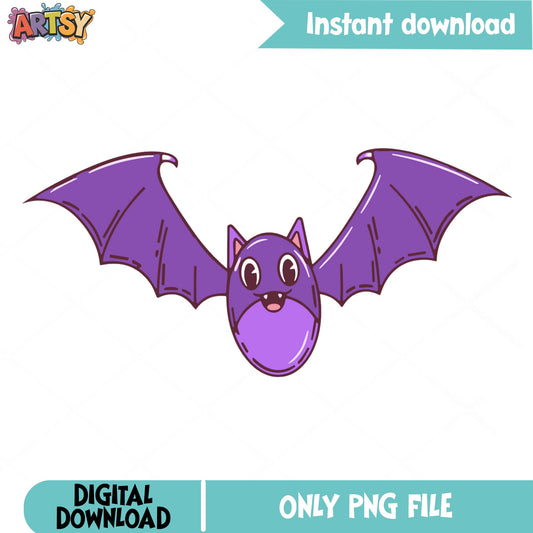 Cute Halloween Bat PNG, Kawaii Bat Clipart, Halloween PNG