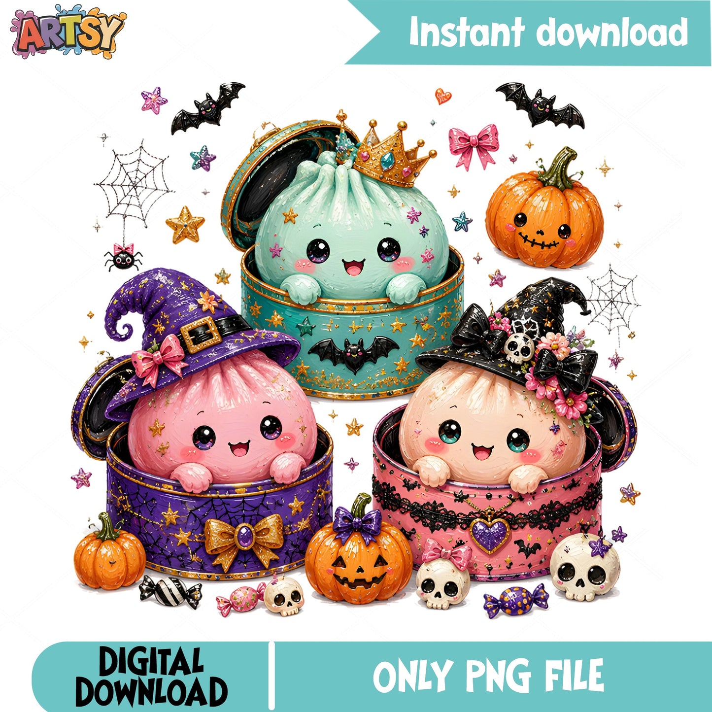 Cute Halloween Ghost In Box PNG, Witch Pumpkin Clipart, Halloween PNG