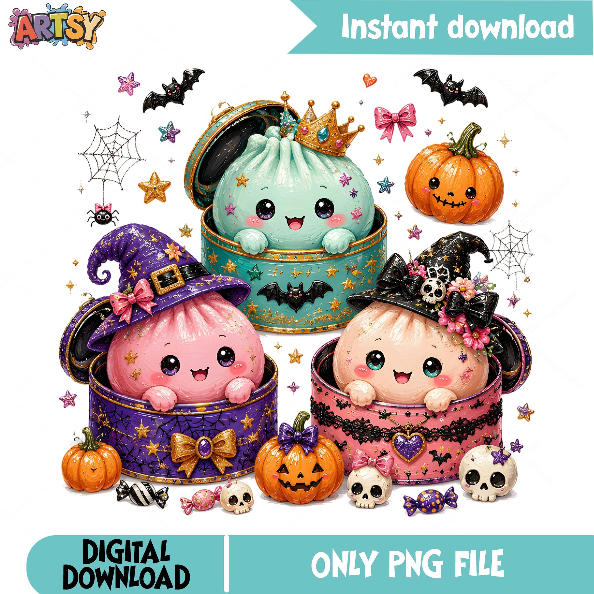Cute Halloween Ghost In Box PNG, Witch Pumpkin Clipart, Halloween PNG