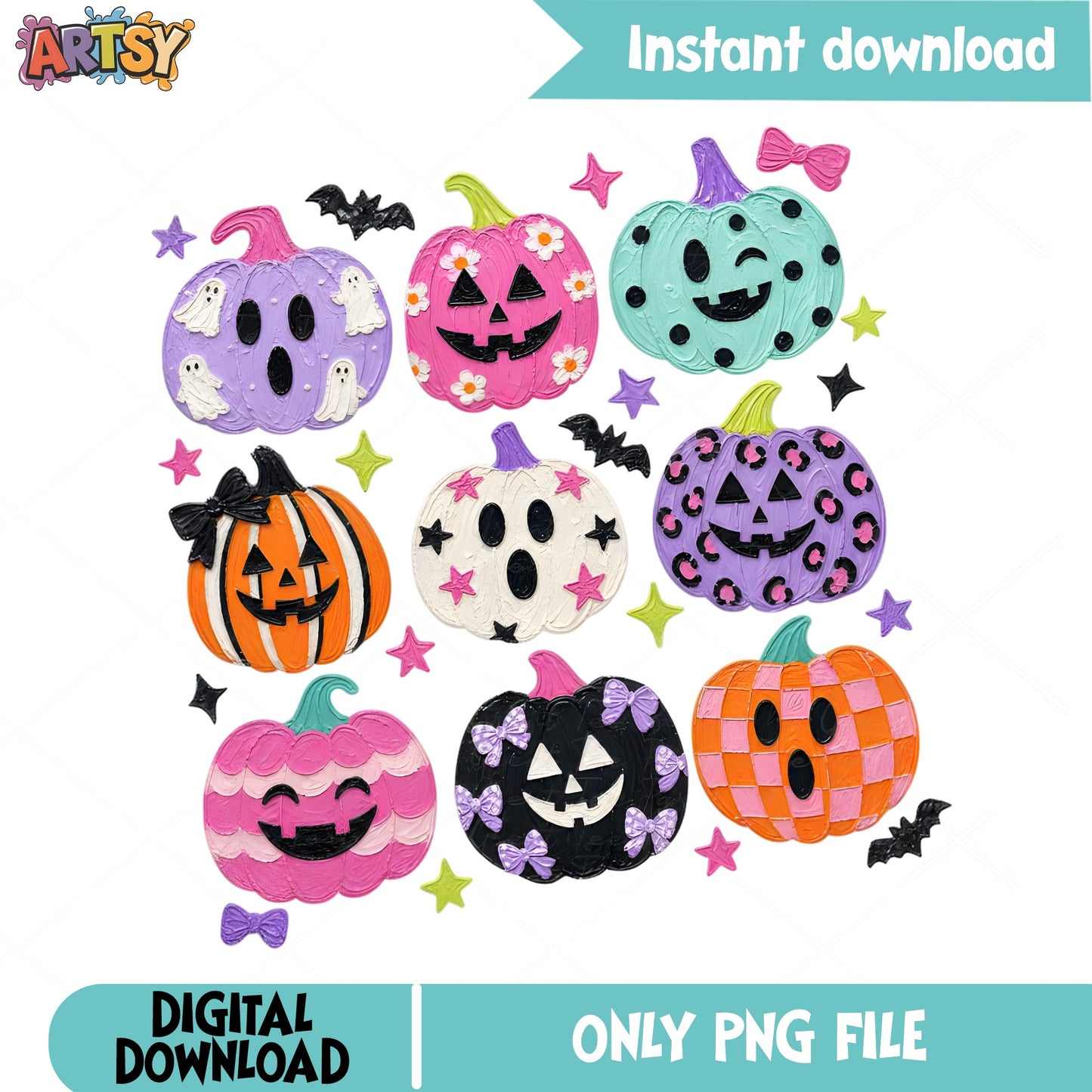 Cute Halloween Pumpkin Bundle PNG, Jack O Lantern PNG, Spooky PNG