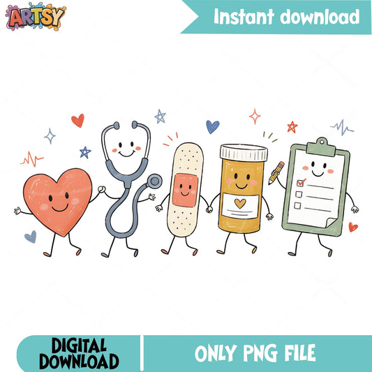 Cute Nurse Medical Characters PNG, Nurse Life PNG, Doctor PNG