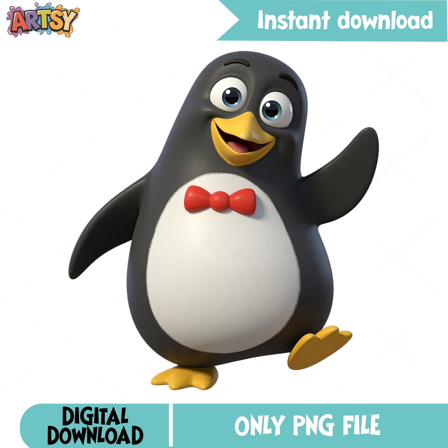 Cute Penguin PNG, Cartoon Penguin Clipart, Penguin With Bow Tie PNG