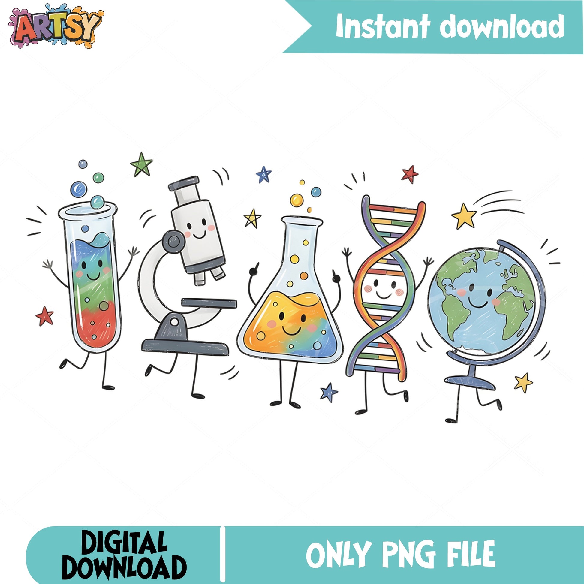 Cute Science Characters PNG, Science Teacher PNG, Back To School PNG