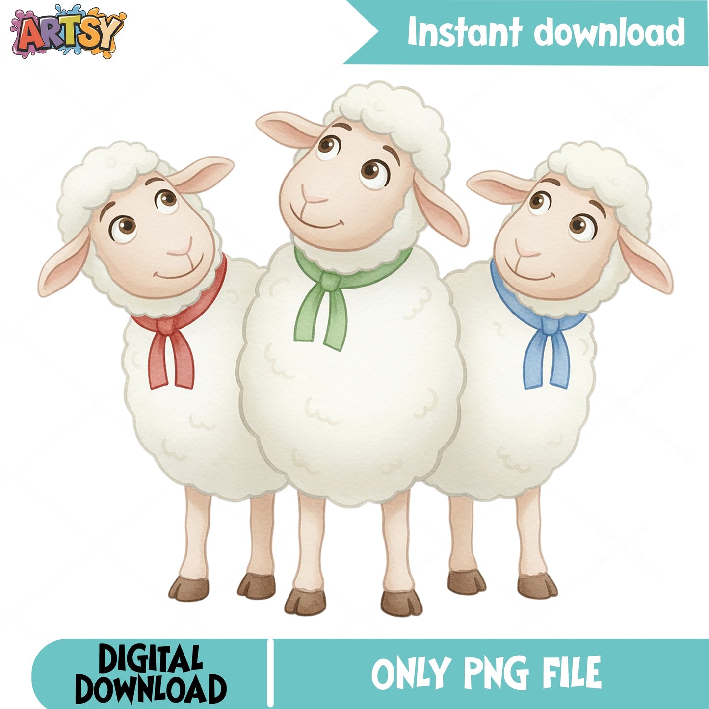 Cute Sheep Clipart PNG, Farm Animal PNG, Watercolor Lamb PNG