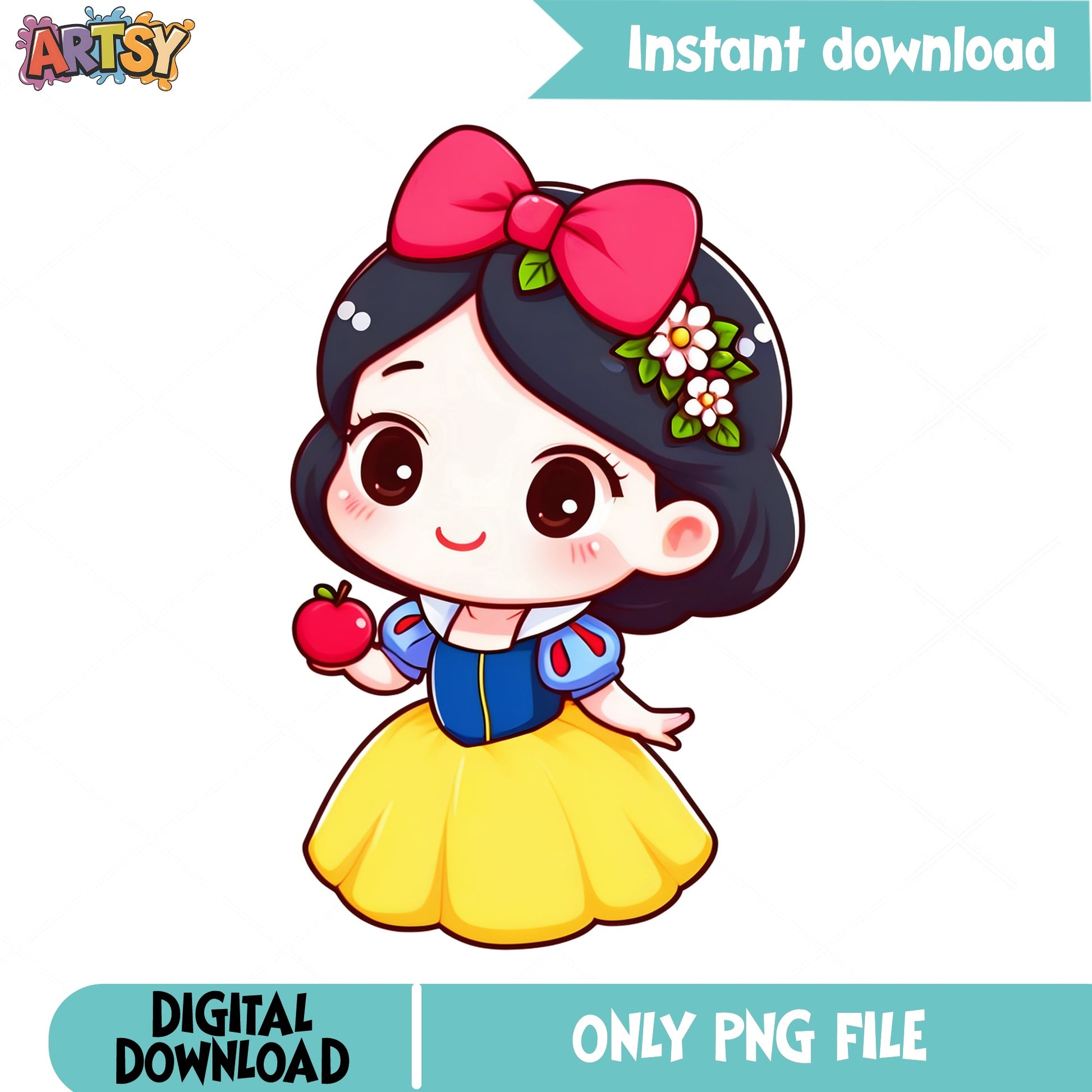 Cute Snow White Chibi PNG, Disney Princess PNG, Kawaii PNG