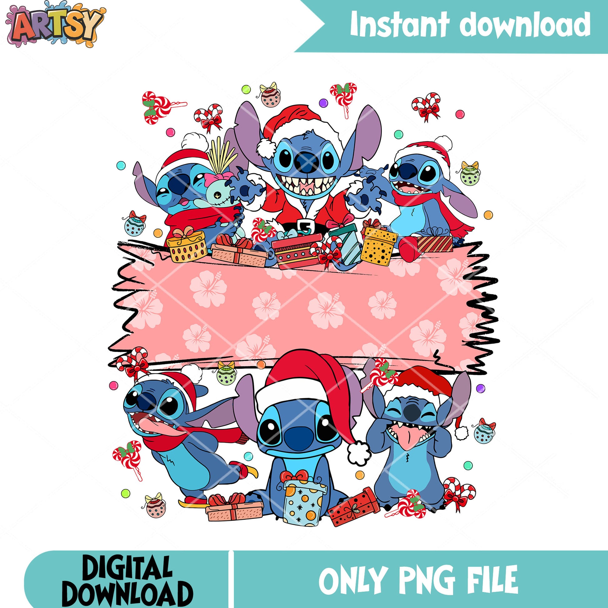 Cute christmas stitch santa png, merry xmas png, lilo and stitch png