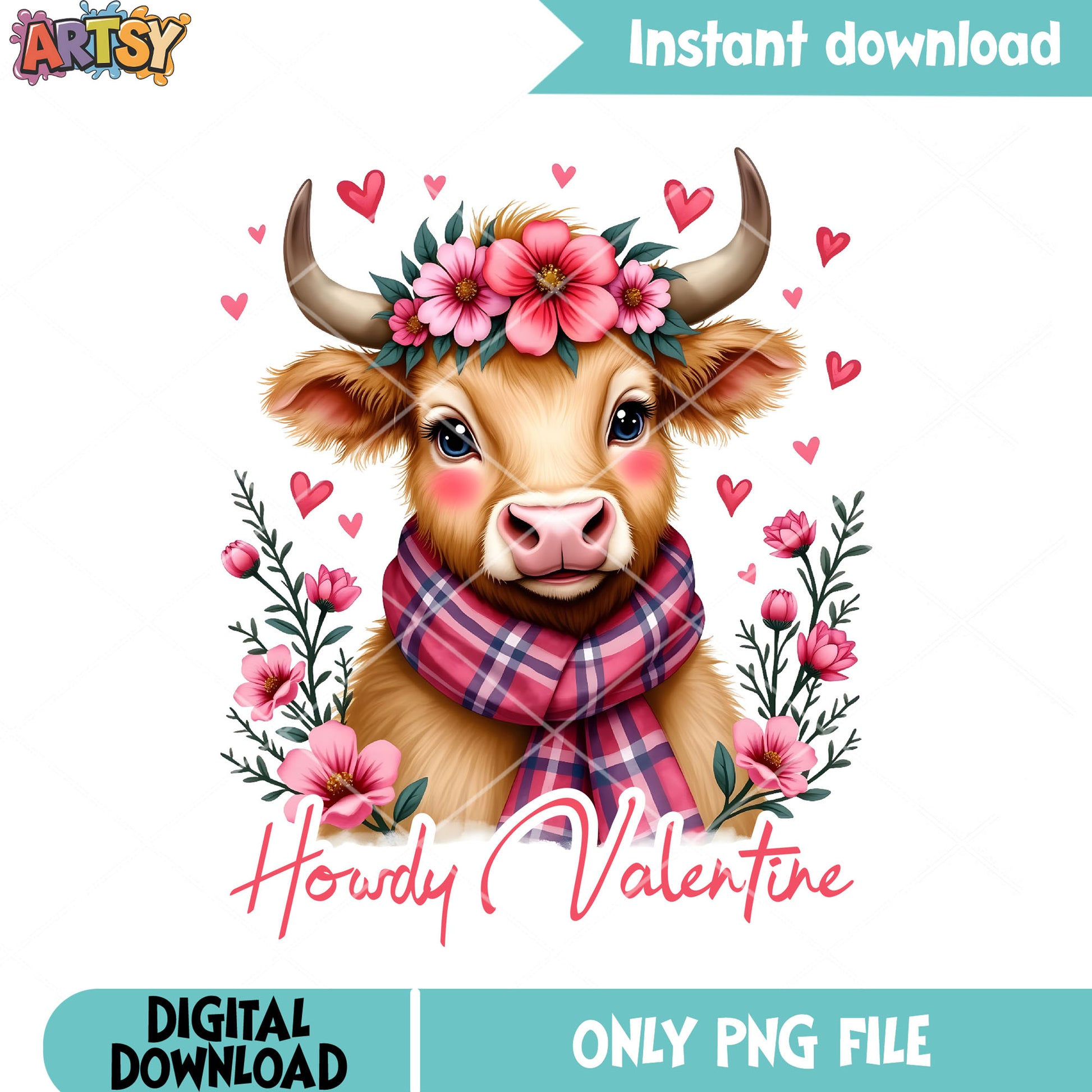 Cute cow love holiday png, valentine love png, love vibes png