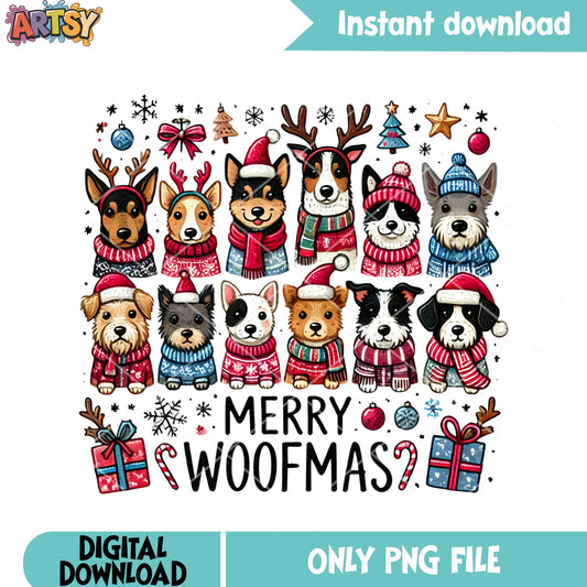 Cute dog christmas poster png, christmas vibes png, cute puppy png