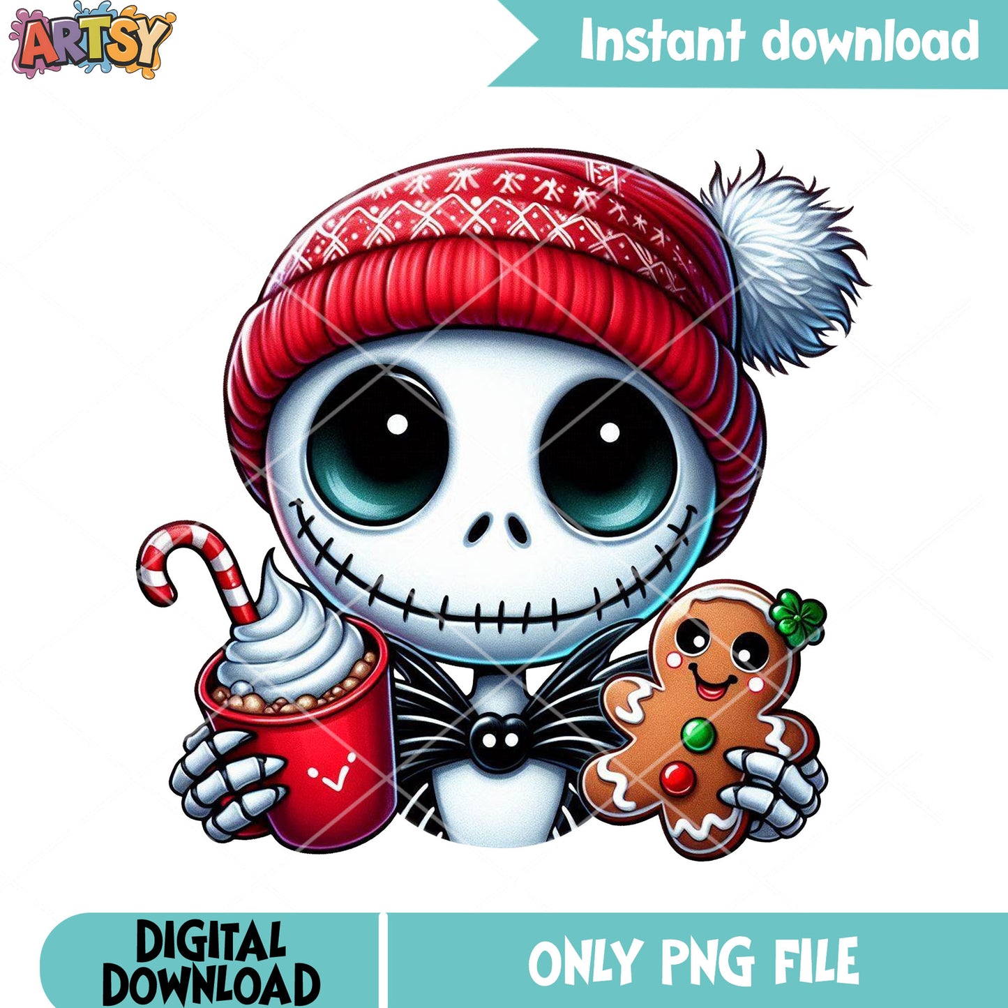 Cute nightmare before christmas png, knit hat winter png, cute png