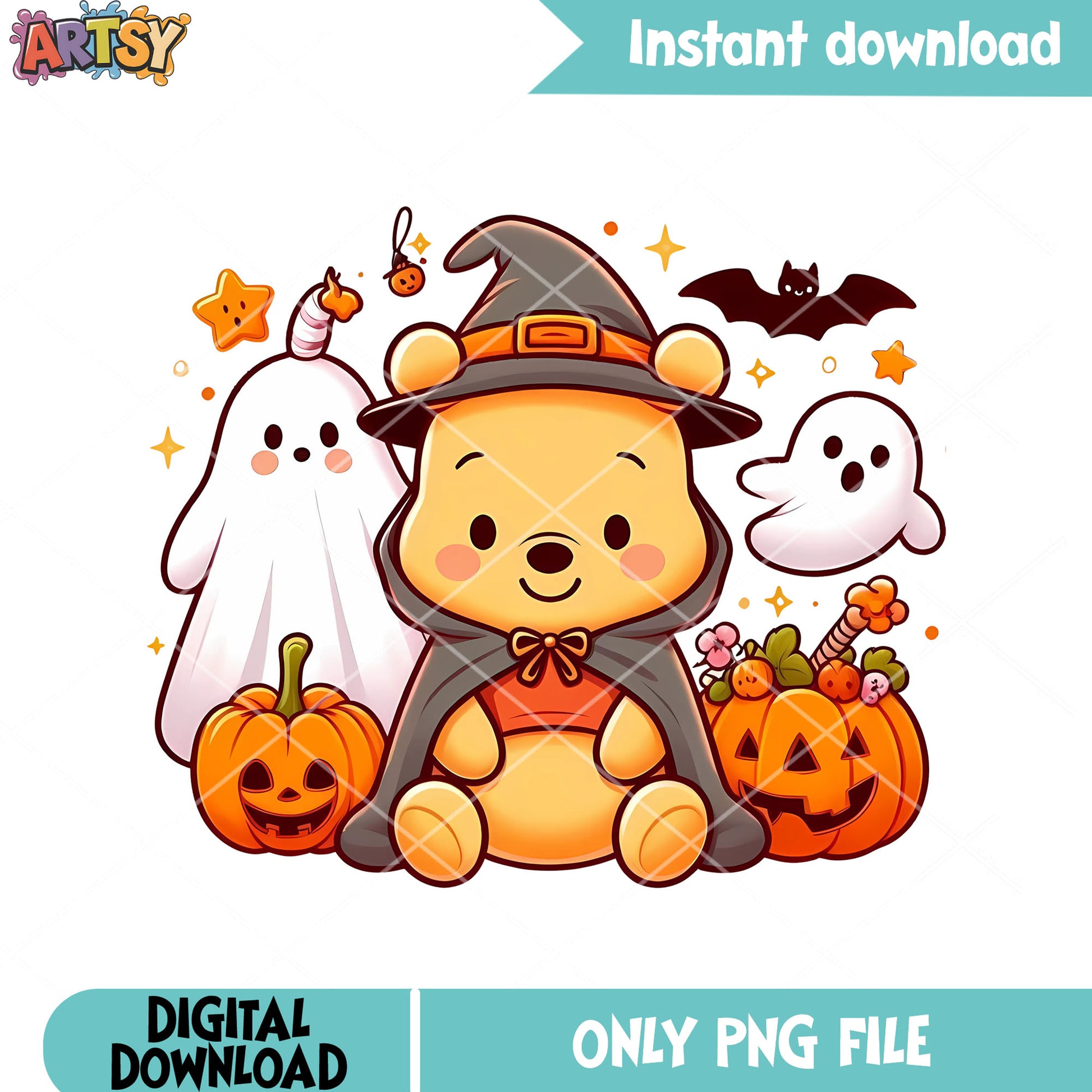 Cute pooh the winnie pumpkin png, disney halloween png, jack o latern png