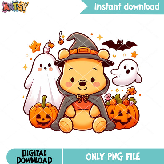 Cute pooh the winnie pumpkin png, disney halloween png, jack o latern png