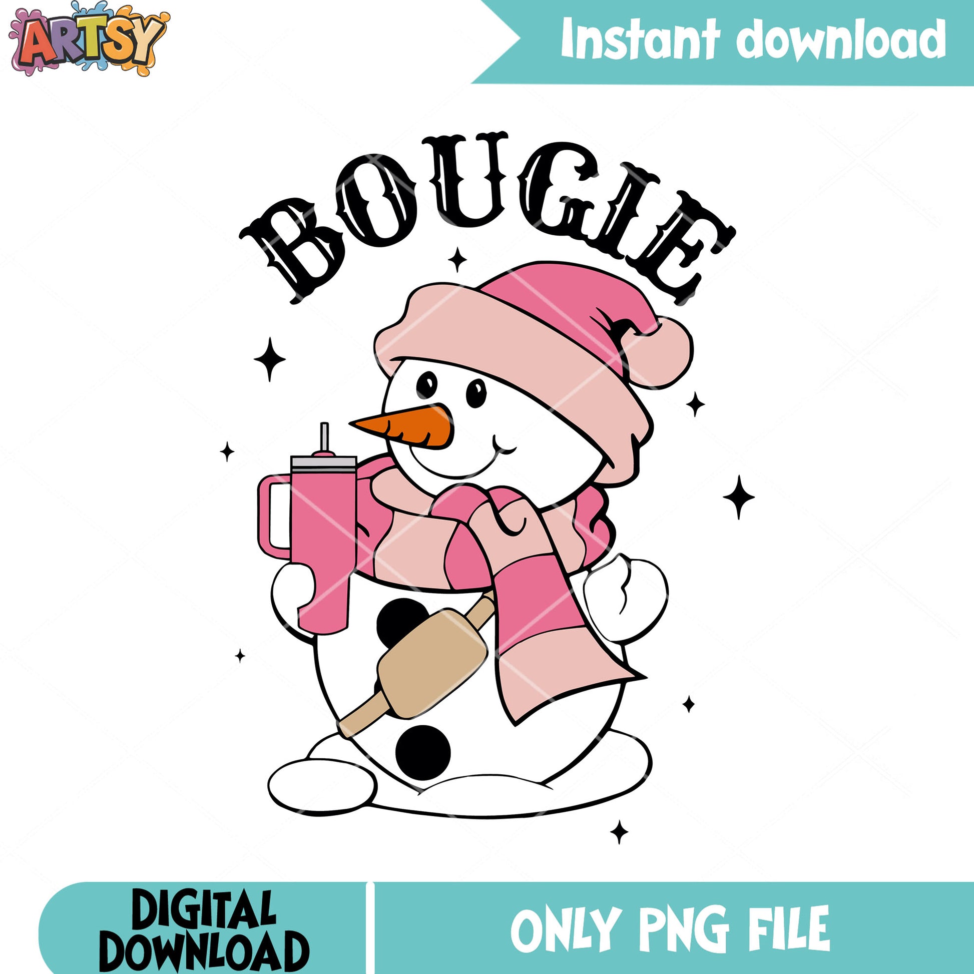 Cute santa pink coffee png, merry xmas png, christmas vibes png