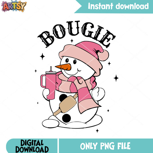 Cute santa pink coffee png, merry xmas png, christmas vibes png