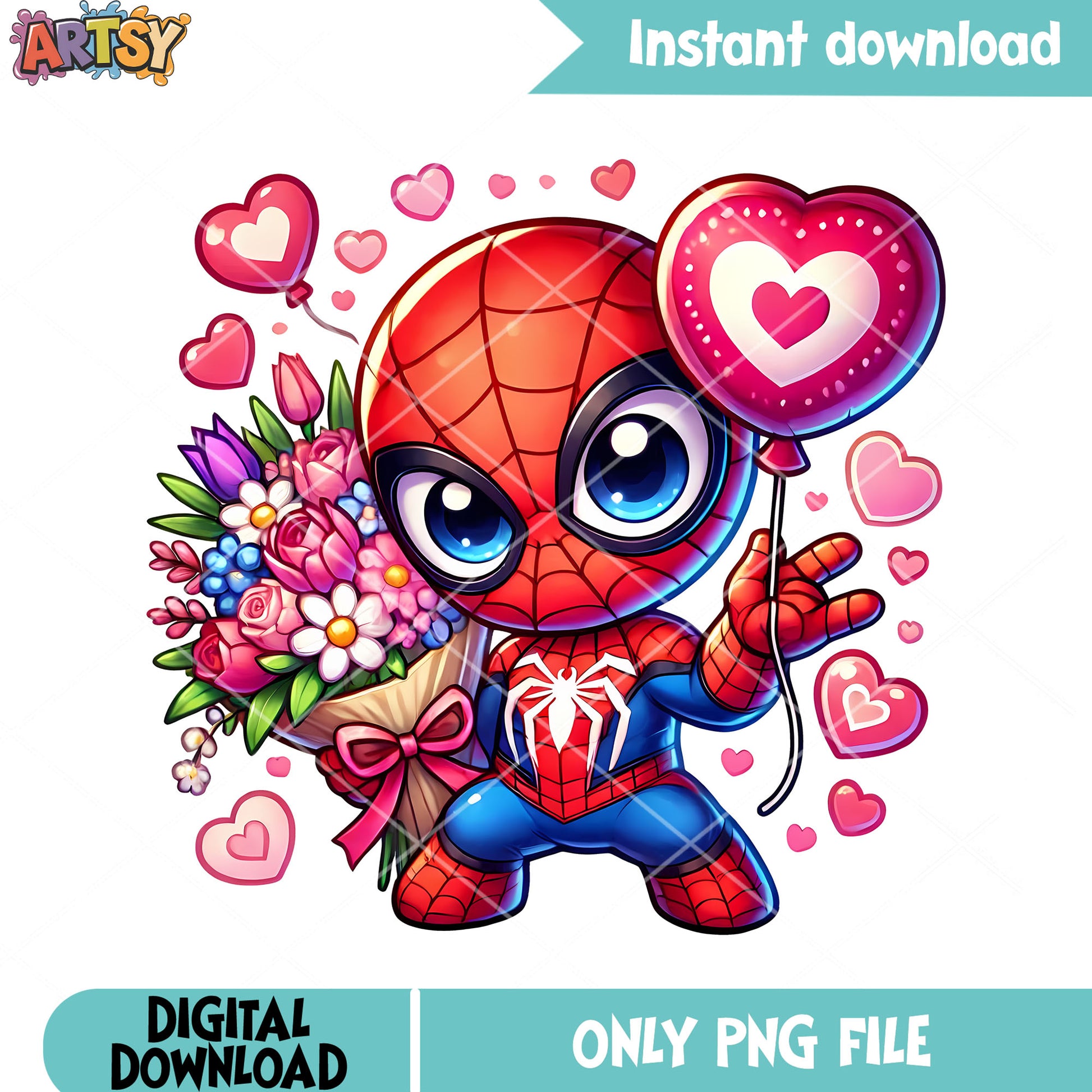 Cute spidy love vibes png, marvel valentine png, valentine vibes png