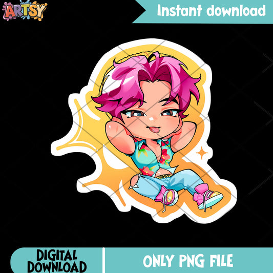 Cute sticker abby saja png, saja boys png, kpop demon hunters png