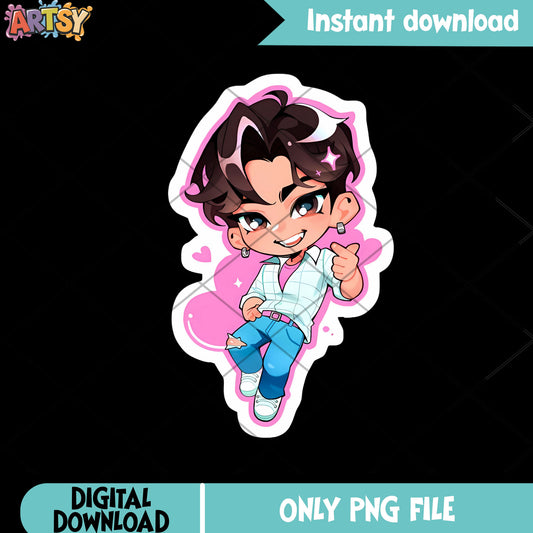 Cute sticker for kid jinu png, saja boys png, kpop demon hunters png