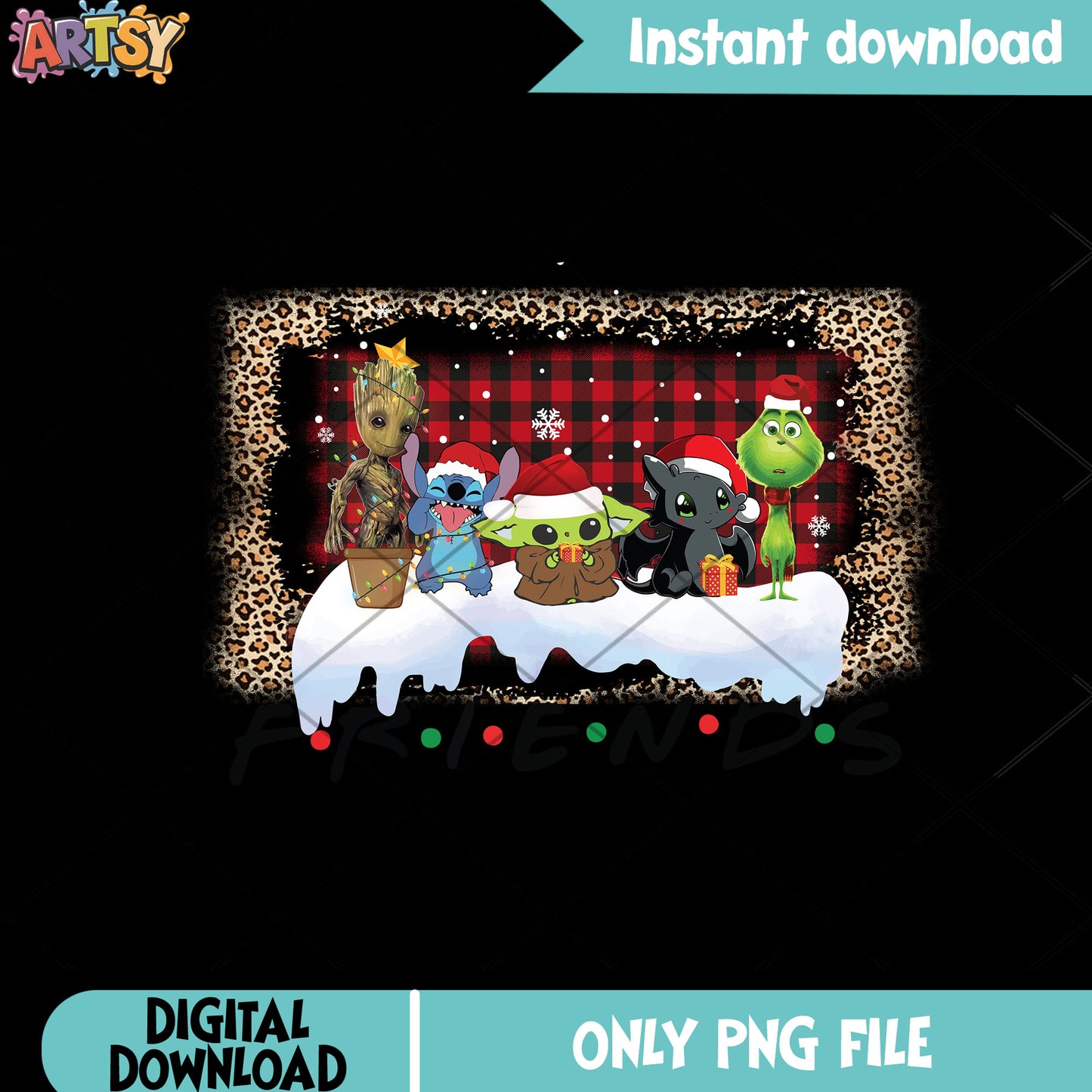 Cutie character christmas png, mandalorian​ png, lilo and stitch png