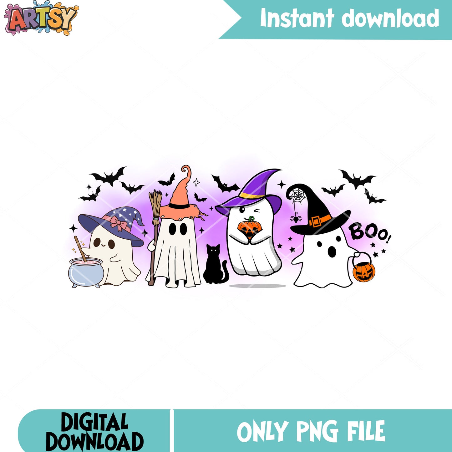 Cutie ghost the witch hat png, witches broom png, halloween scary png