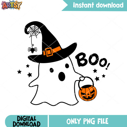 Cutie ghost witch hat png, Jack o lantern png, halloween scary png