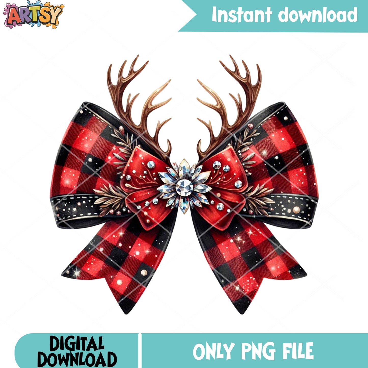 Cystal design xmas bow png, christmas bow png, merry xmas png