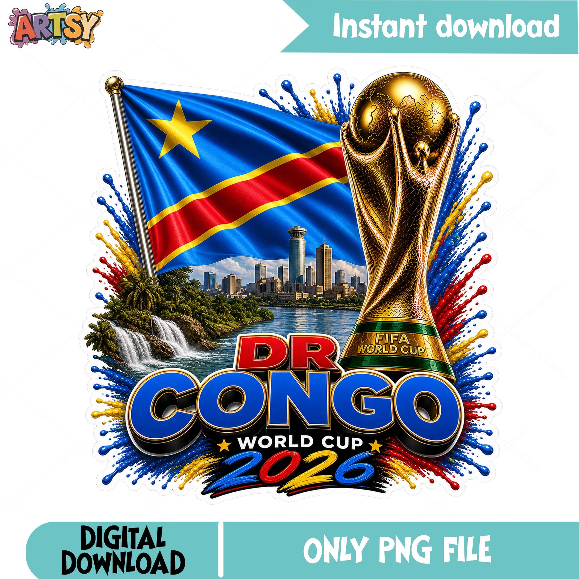DR Congo World Cup 2026 PNG, Soccer Trophy Flag PNG, Football PNG