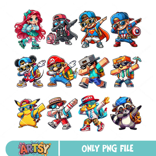 Dabbing game heroes png bundle, roblox mario cool png, cute pikachu png