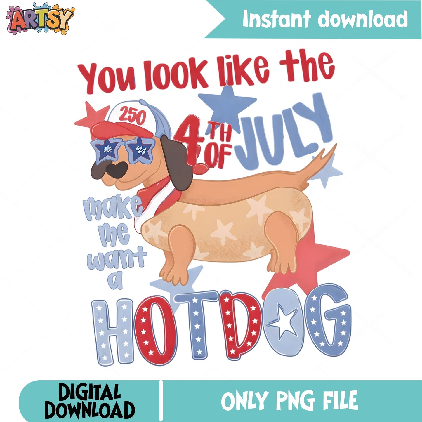 Dachshund 4th Of July PNG, Funny Hot Dog Patriotic PNG, USA PNG
