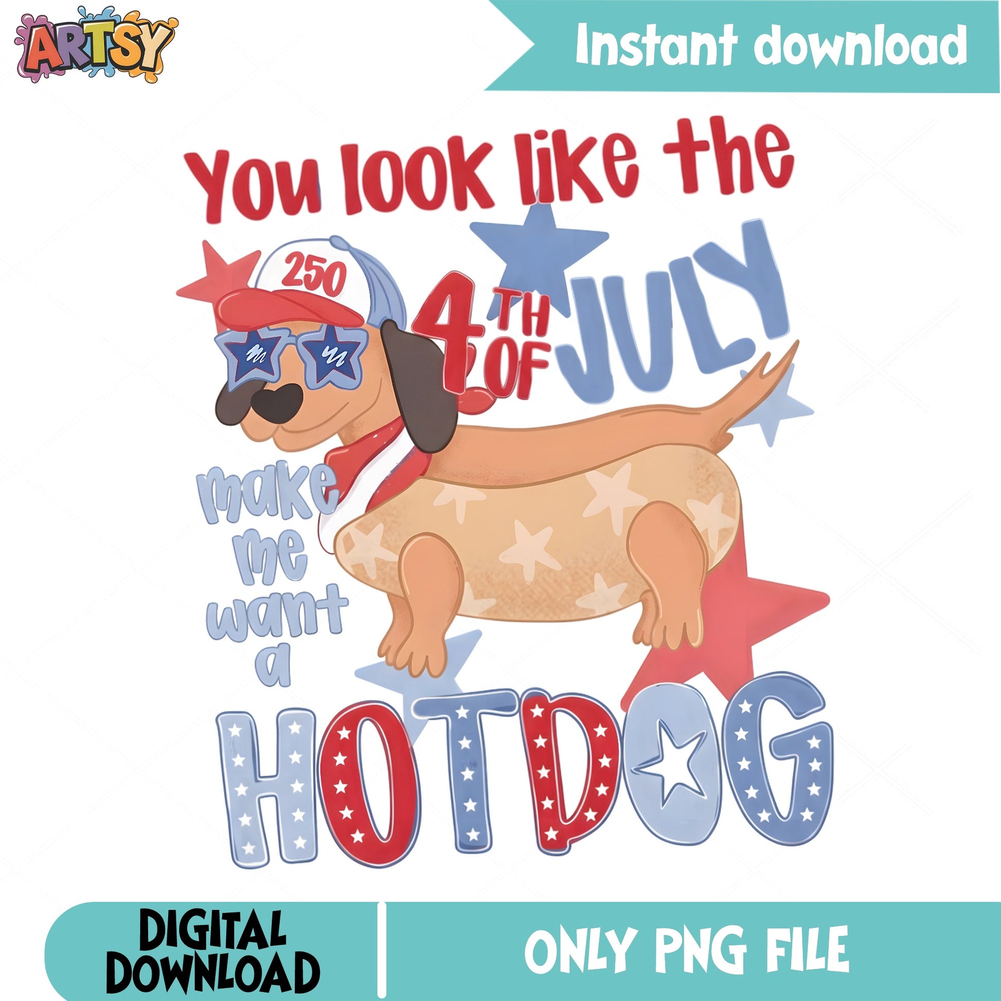 Dachshund 4th Of July PNG, Funny Hot Dog Patriotic PNG, USA PNG