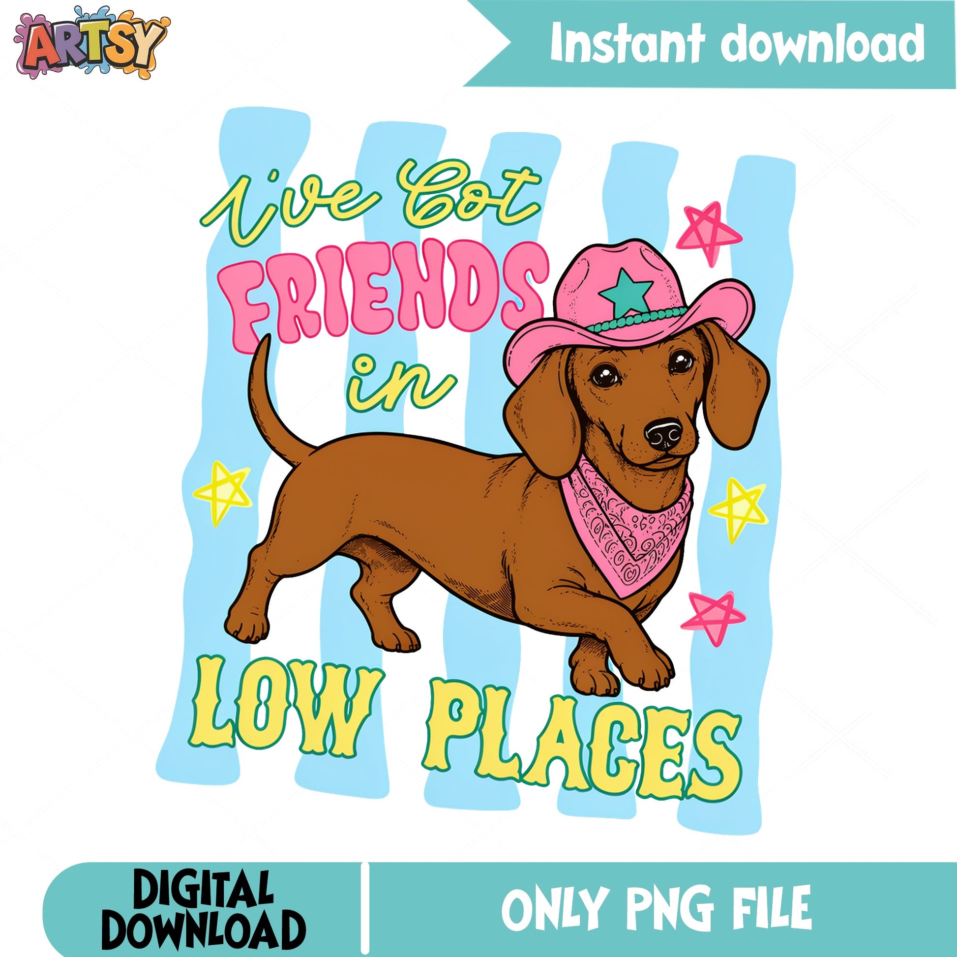 Dachshund Friends In Low Places PNG, Cowboy Dog PNG, Funny Dog PNG
