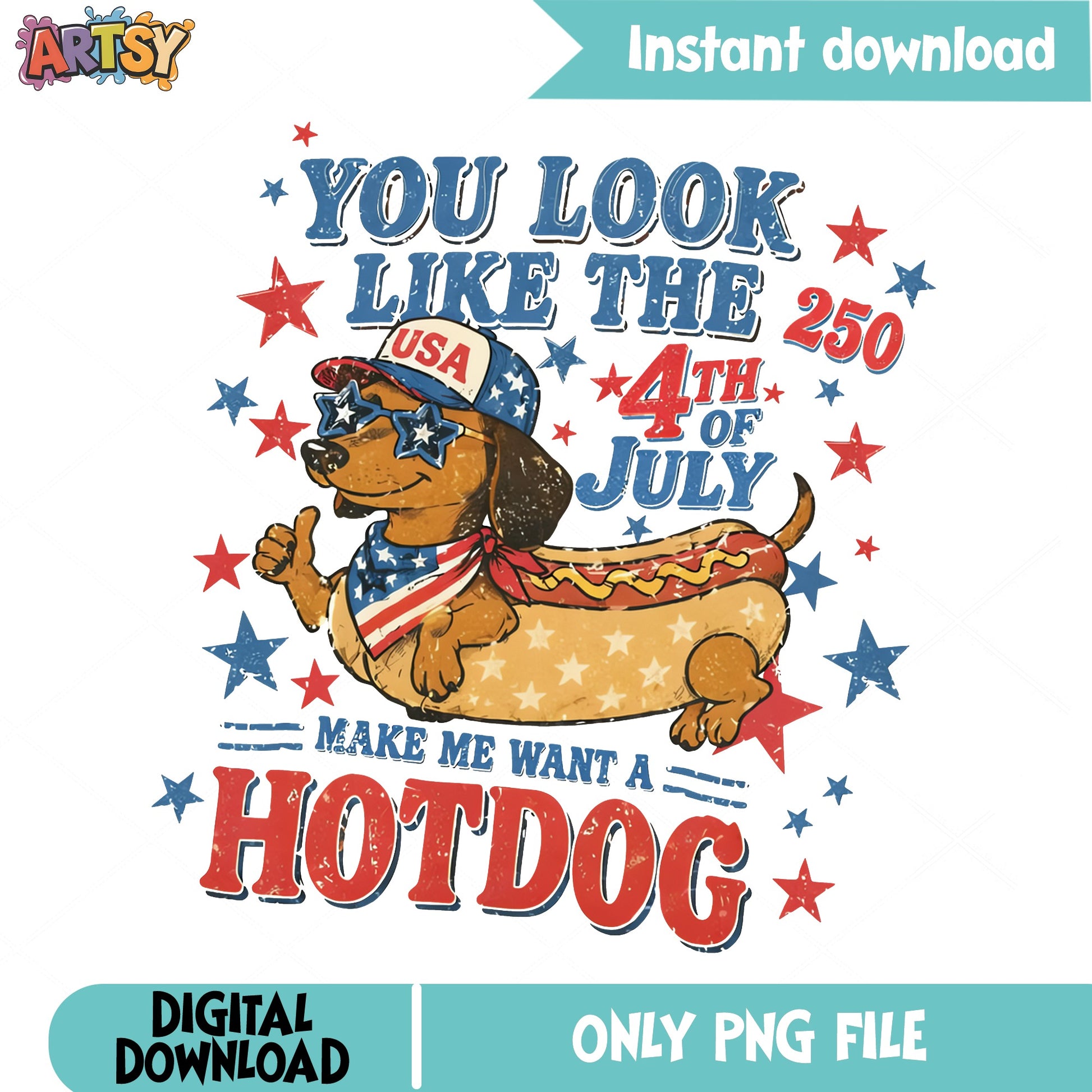 Dachshund Hotdog 4th Of July PNG, Funny Dog USA PNG, Independence Day PNG