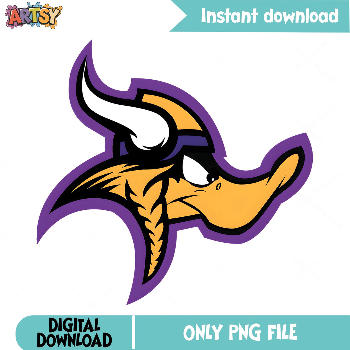 Daffy Duck Vikings Mashup PNG, Football Cartoon PNG, NFL Fan PNG