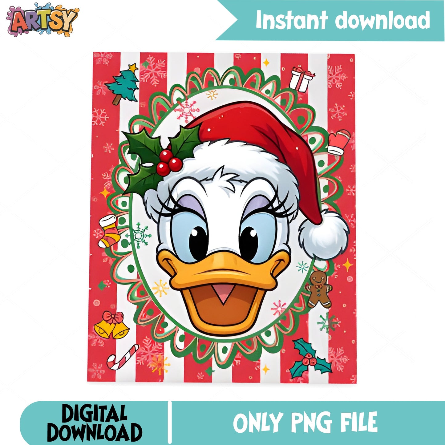 Daisy Duck Christmas PNG, Disney Christmas PNG, Santa Duck PNG