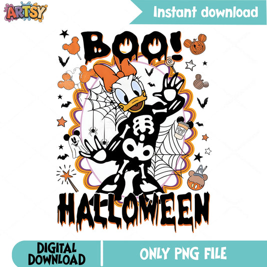 Daisy Duck Halloween PNG, Disney Boo Halloween PNG, Skeleton PNG