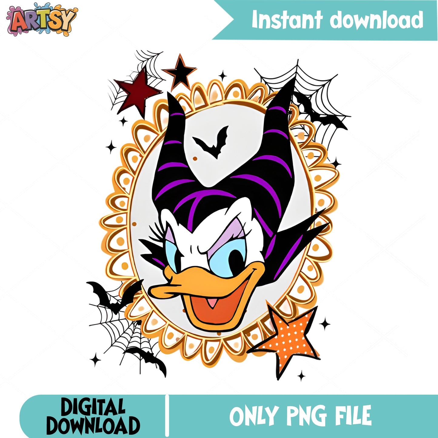 Daisy Duck Maleficent Halloween PNG, Disney Halloween PNG, Villain PNG