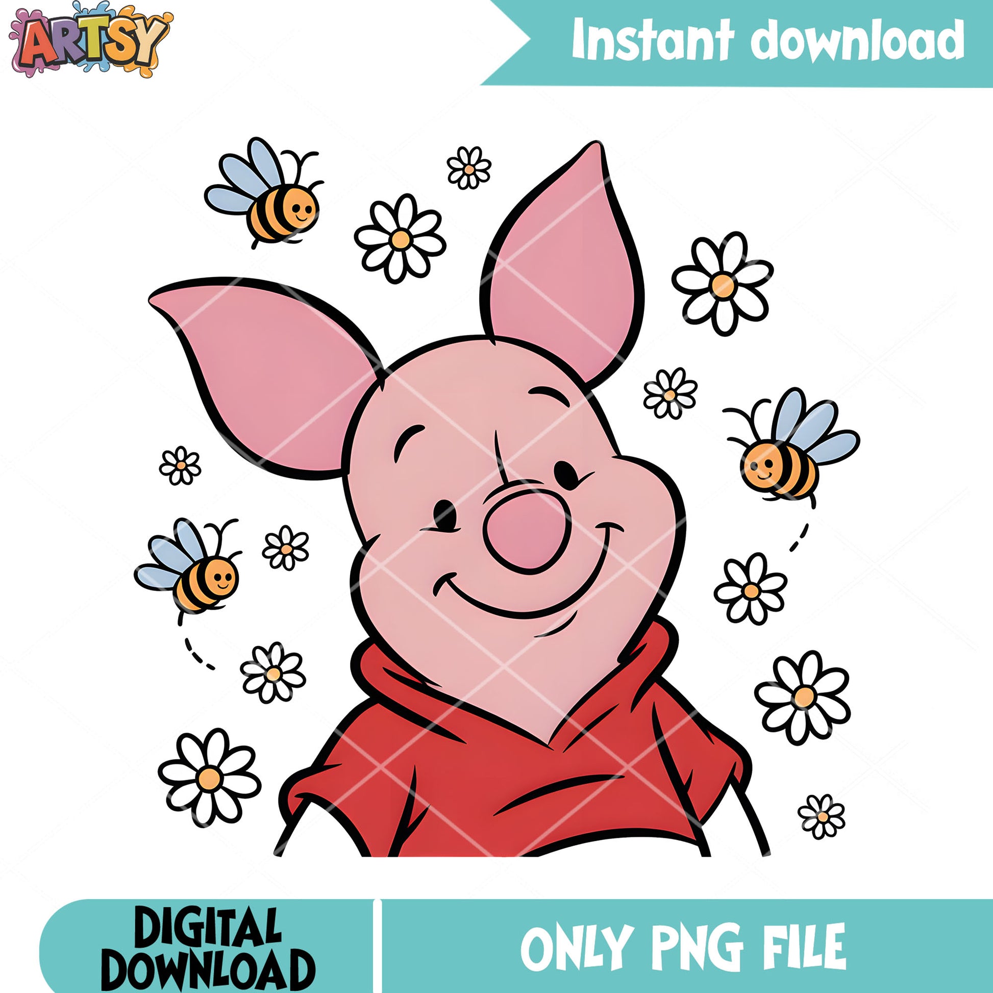 Daisy poster piglet disney png, disney piglet png, winnie the pooh png