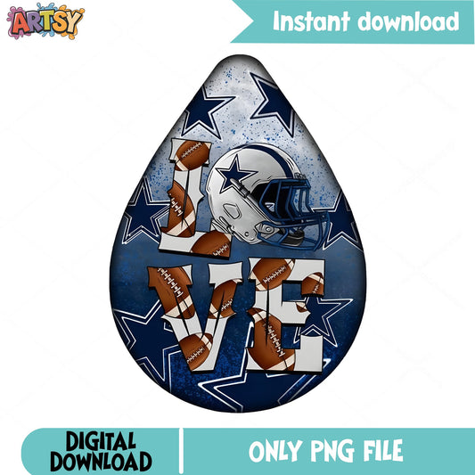 Dallas Cowboys Love Teardrop PNG, Cowboys Football PNG, NFL PNG